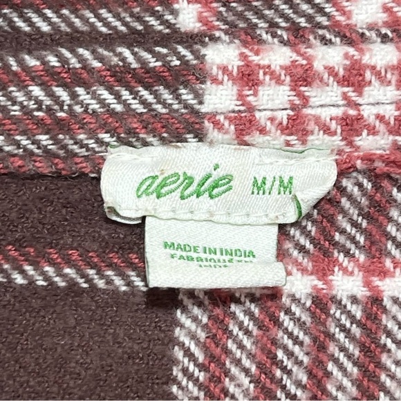 Aerie Plaid Button-Up Flannel Shirt Womens Medium Brown Grunge Outdoor Thick - Picture 4 of 9